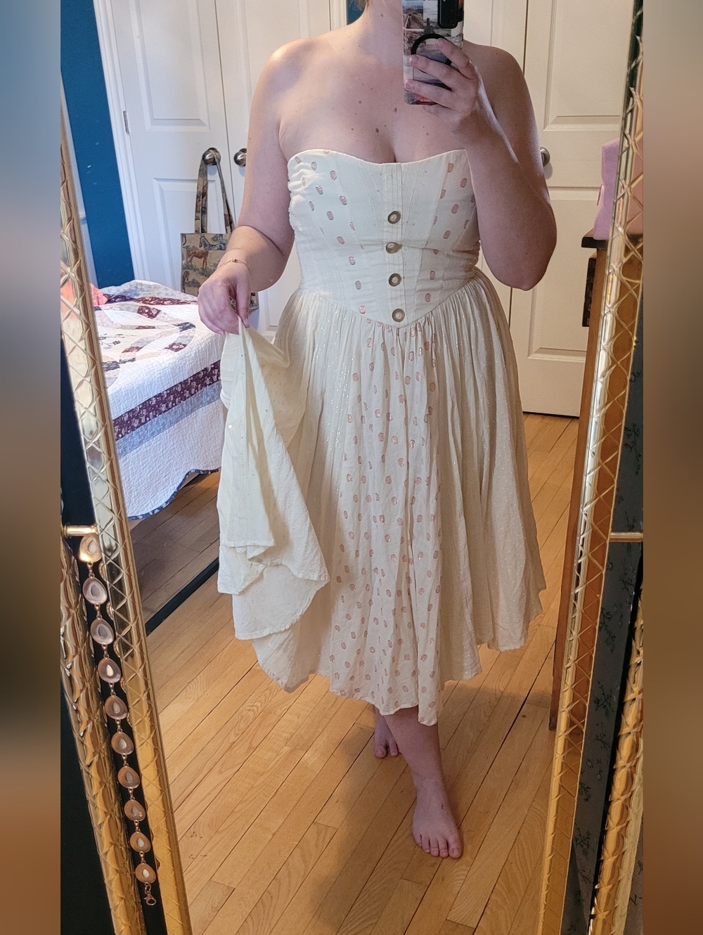 Free People Strapless Cream Midi Dress -as Is